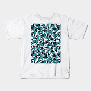 Minimalist Leaf Line Art Illustration as a Seamless Surface Pattern Design Kids T-Shirt